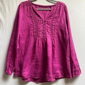 M&S Collection Women's pure linen Long-Sleeve Peasant Top Sz 10